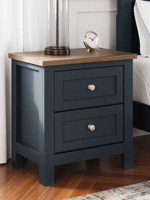 Landocken - Two Drawer Night Stand - Brown / Blue - R&R Furniture Gallery (Fountain Valley, CA)