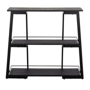 Lumi Source Converge industrial black bookcase with metal frame and wooden shelves, showcasing a modern storage solution.