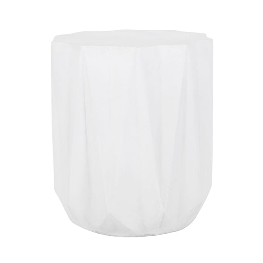 Outdoor lightweight concrete side table by Noble House in antique white, featuring a sleek, modern design for outdoor spaces.