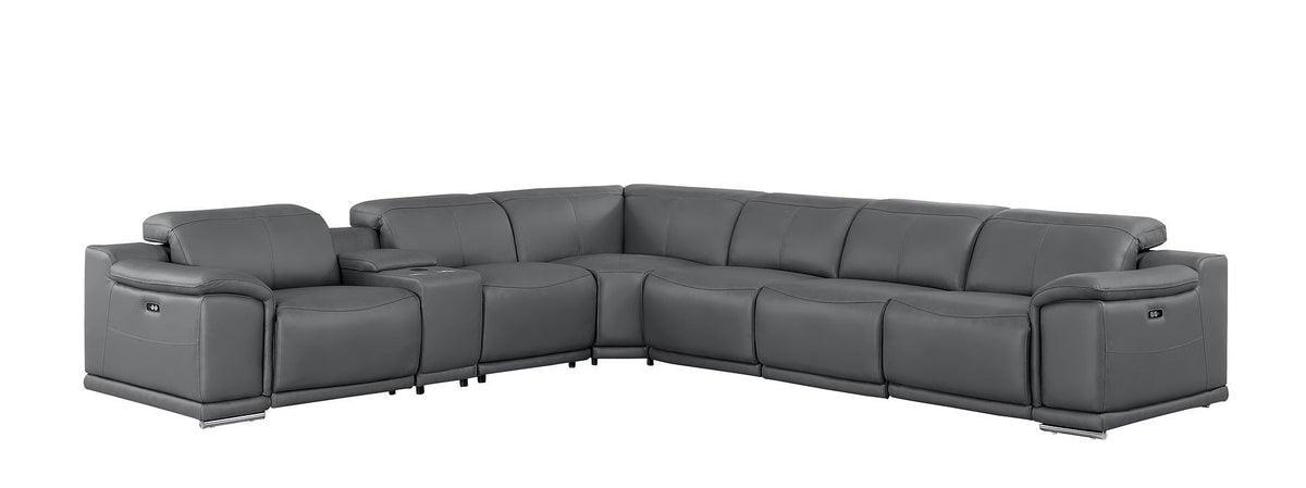 2679 - 7-Piece L-Shaped Power Reclining Sectional In Genuine Leather (4 Recliners)