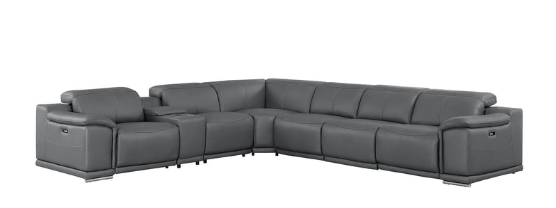 2679 - 7-Piece L-Shaped Power Reclining Sectional In Genuine Leather (4 Recliners)