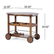 Wood And Aluminum Bar Cart With 2 Shelves - Oak / Silver - R&R Furniture Gallery (Fountain Valley, CA)