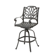 Outdoor Cast Aluminum Swivel Bar Stool With Scrolled Arms - Bronze - R&R Furniture Gallery (Fountain Valley, CA)