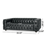 Comfy 3 Seat Sofa & Wooden Legs, For Living Room And Study - Black - R&R Furniture Gallery (Fountain Valley, CA)