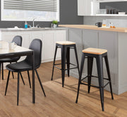 Set of two Lumi Source Oregon contemporary barstools with sleek design and wooden legs, perfect for modern home bar or kitchen.