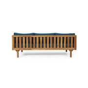 Noble House Claremont 3-seater teak acacia wood daybed sofa with water-resistant cushions, outdoor furniture for relaxing spaces.