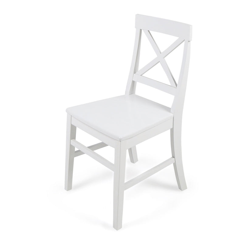 Set of two Noble House Plethora dining chairs with X-shaped back and wooden legs, modern and stylish for dining room decor.
