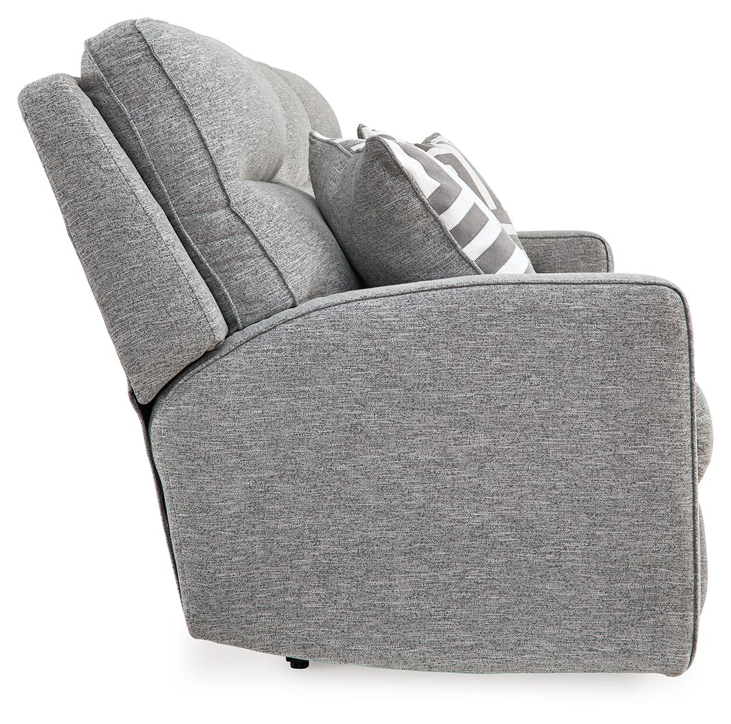 Biscoe - Power Reclining Sofa With Adj Headrest - Pewter - R&R Furniture Gallery (Fountain Valley, CA)