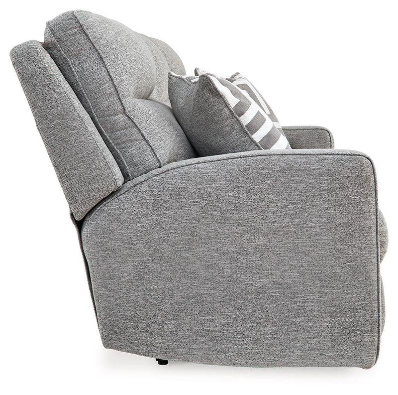 Biscoe - Power Reclining Sofa With Adj Headrest - Pewter - R&R Furniture Gallery (Fountain Valley, CA)