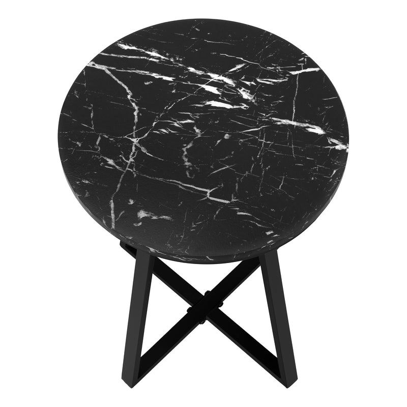 Accent Table, Side, Round Marble Look Contemporary & Modern - Black - R&R Furniture Gallery (Fountain Valley, CA)