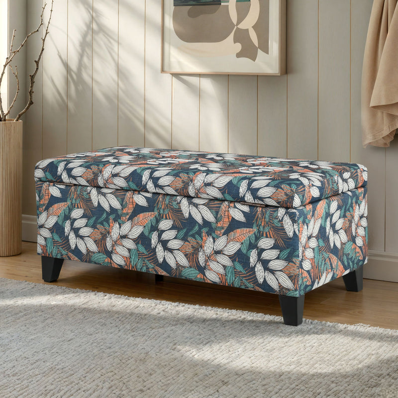 Charming Floral Storage Ottoman With Upholstered Fabric - R&R Furniture Gallery (Fountain Valley, CA)