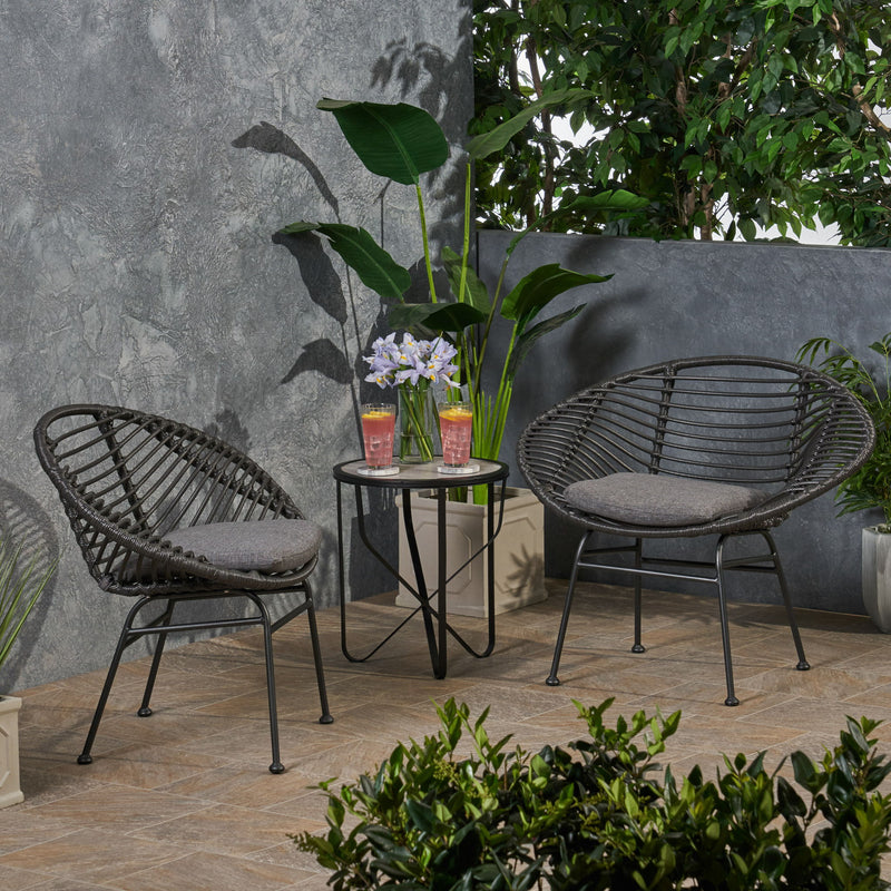 Cordella - Outdoor Woven Wicker Chairs With Cushions, (Set of 2) - R&R Furniture Gallery (Fountain Valley, CA)