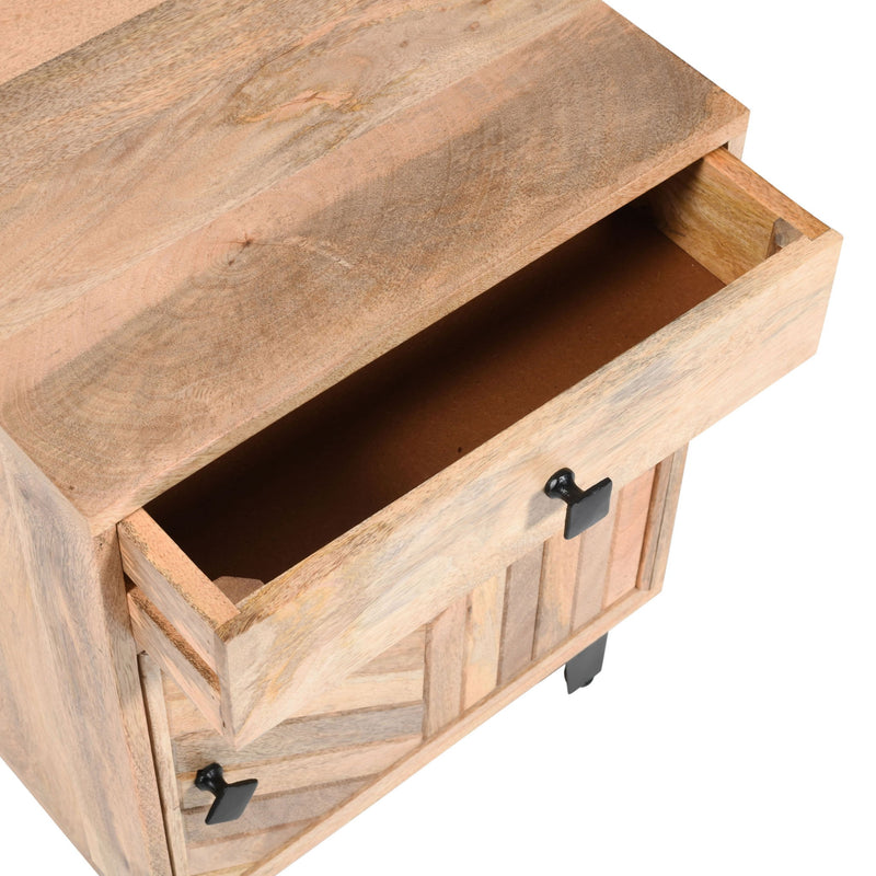 Solid Wood Vintage Nightstand With Handcrafted Detailing - Natural - R&R Furniture Gallery (Fountain Valley, CA)