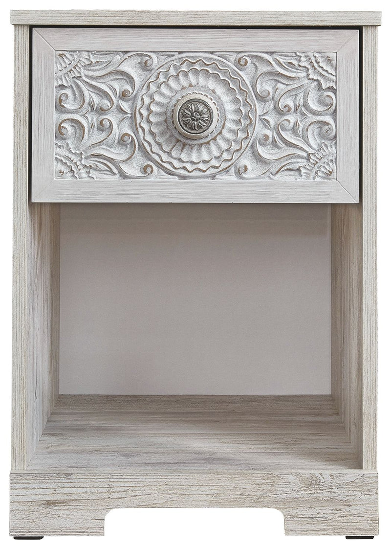 Paxberry - One Drawer Night Stand - Whitewash - R&R Furniture Gallery (Fountain Valley, CA)