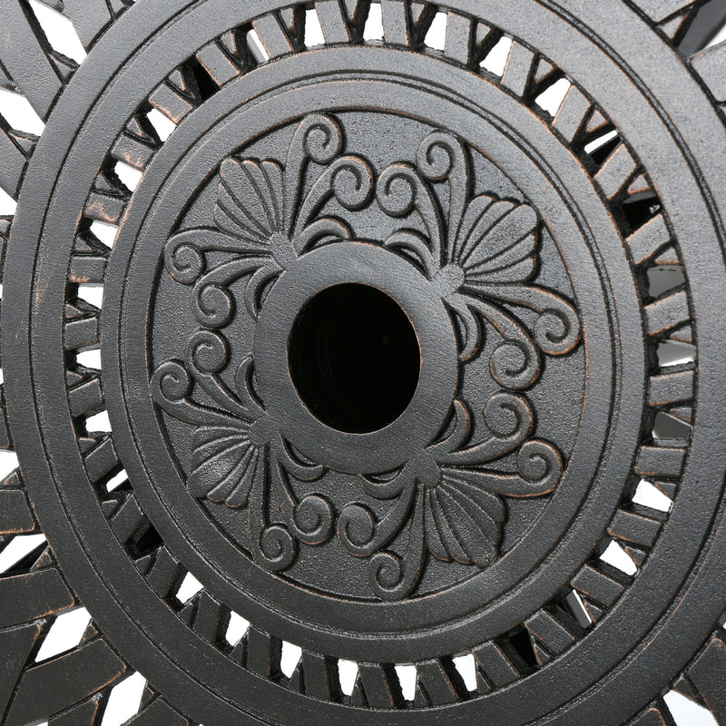 Elegant Cast Aluminum Round Bar Table With Romantic Filigree Design - Copper - R&R Furniture Gallery (Fountain Valley, CA)