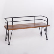 Outdoor Bench With Powder Coated Iron Frame - Teak - R&R Furniture Gallery (Fountain Valley, CA)