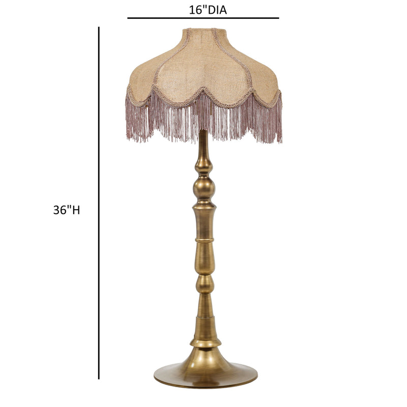 Buchanan - Jute Fringed Scalloped Table Lamp - Pink - R&R Furniture Gallery (Fountain Valley, CA)