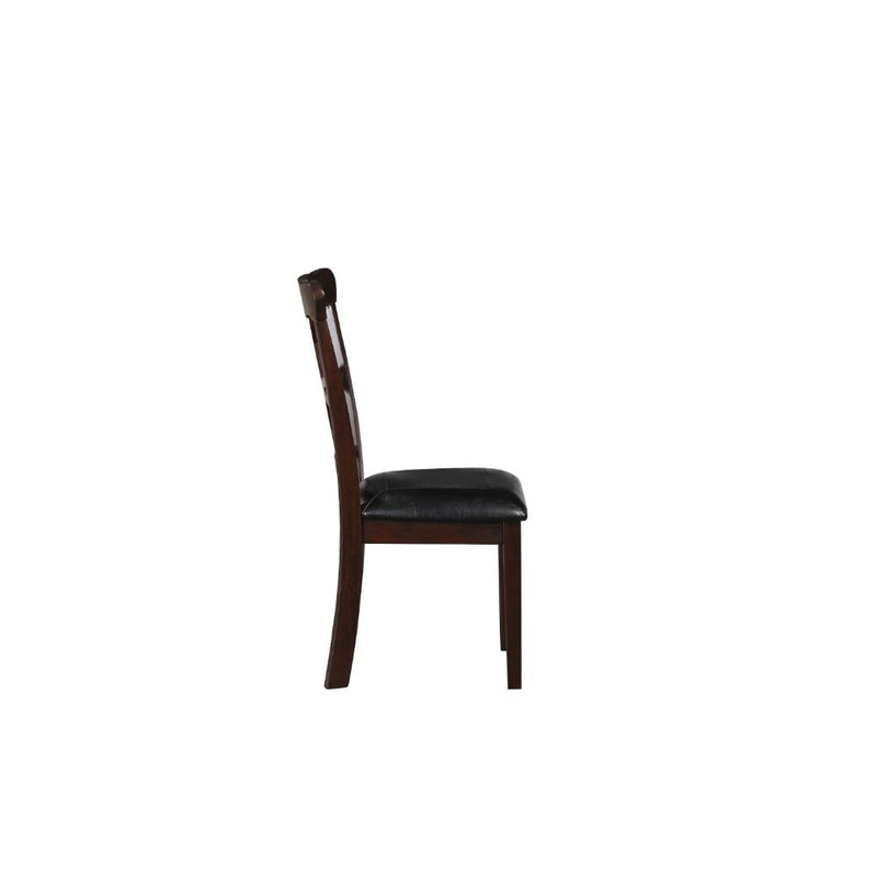 Ingeborg - 5 Piece Dining Set - Black Synthetic Leather & Espresso - R&R Furniture Gallery (Fountain Valley, CA)