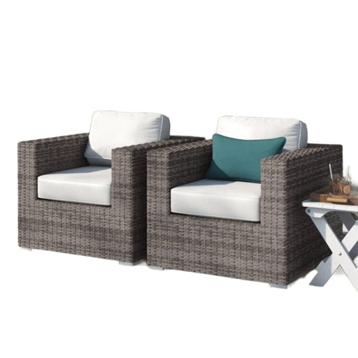 Grade - Club Patio Chair With Sunbrella Cushions (Set of 2) - Gray Mix / White - R&R Furniture Gallery (Fountain Valley, CA)