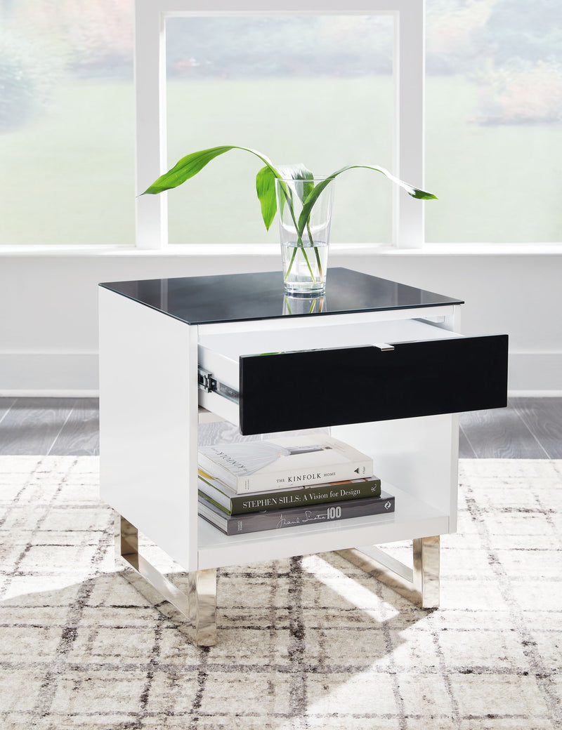Gardoni - Rectangular End Table - White / Black - R&R Furniture Gallery (Fountain Valley, CA)