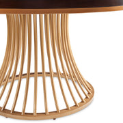 Camellia Field - Round Dining Table - Dark Brown / Gold - R&R Furniture Gallery (Fountain Valley, CA)