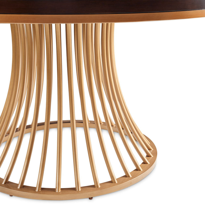 Camellia Field - Round Dining Table - Dark Brown / Gold - R&R Furniture Gallery (Fountain Valley, CA)