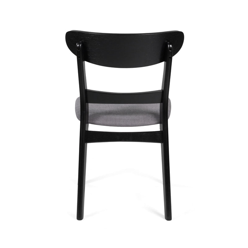 Noble House modern dining side chair with upholstered seat and wooden frame, showcasing sleek design and comfortable seating.