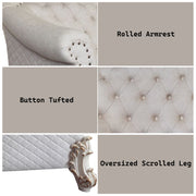 Vendome II - Loveseat With 4 Pillows - Two Tone Ivory Fabric & Antique Pearl - R&R Furniture Gallery (Fountain Valley, CA)