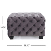 Noble House modern glam upholstered ottoman with button tufted design and plush fabric, perfect for contemporary living spaces.