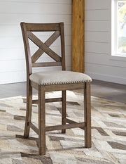 Moriville - Upholstered Barstool (Set of 2) - Beige - R&R Furniture Gallery (Fountain Valley, CA)