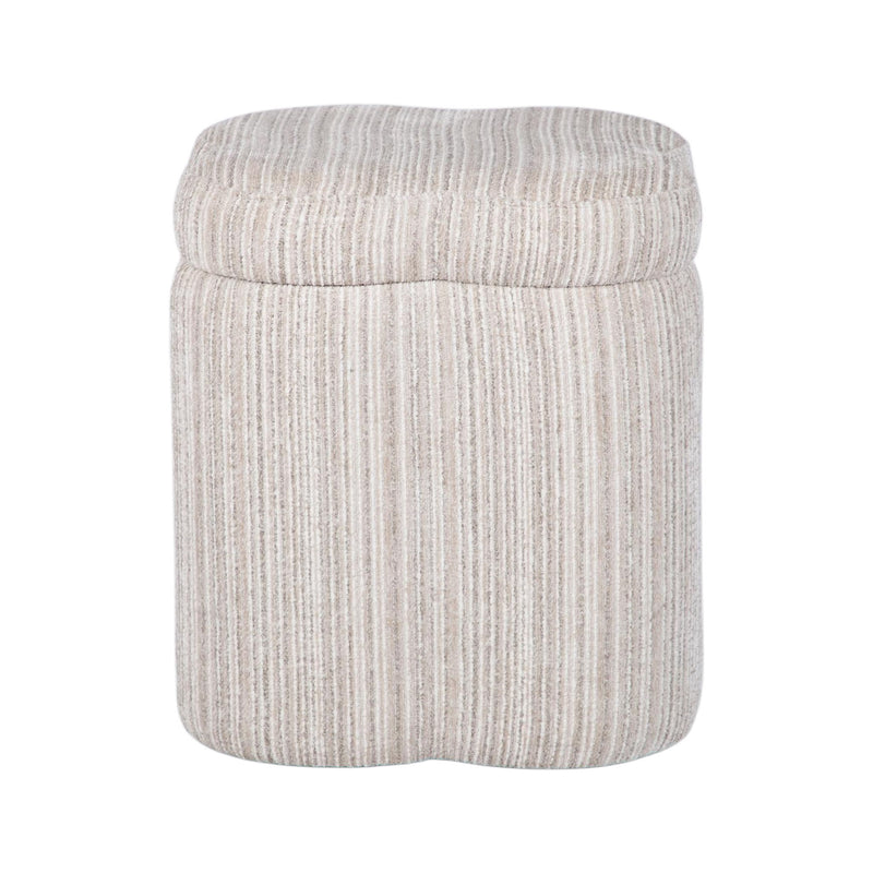 Lilou - Striped Jacquard Storage Stool - Cream