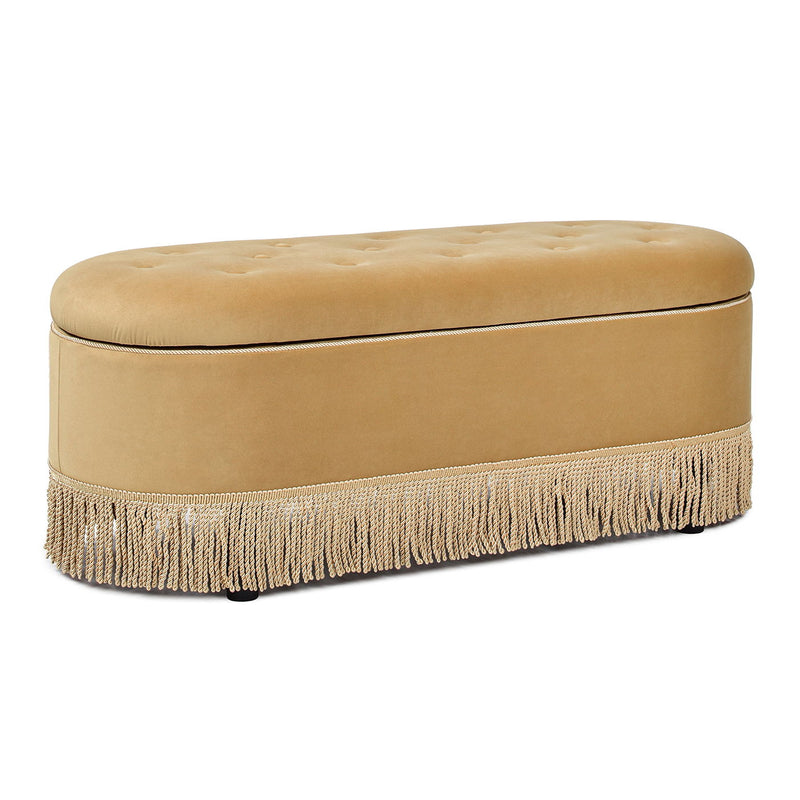 Melinda - Oval Tufted Bullion Fringe Storage Bench - R&R Furniture Gallery (Fountain Valley, CA)