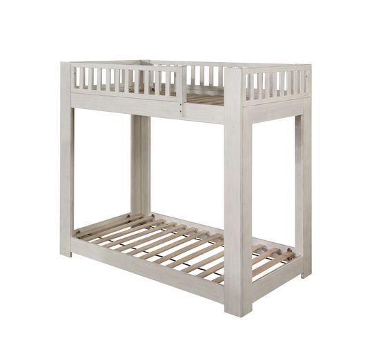 Cedro - Twin Over Twin Bunk Bed - Weathered White - R&R Furniture Gallery (Fountain Valley, CA)