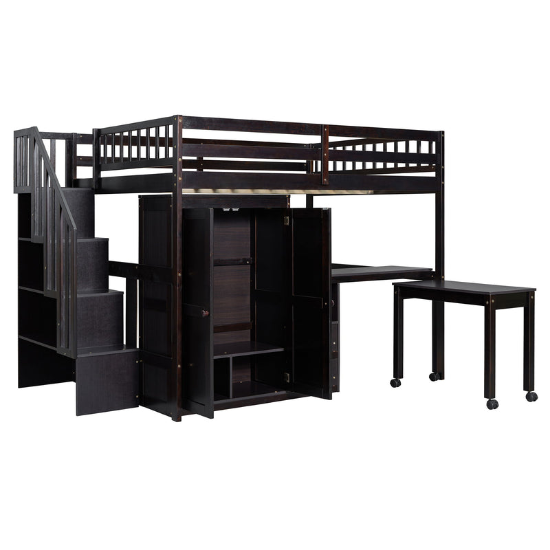 Loft Bed With Stairs, Bookshelf, Drawers, Desk & Wardrobe, Space Saving Multifunctional Furniture - R&R Furniture Gallery (Fountain Valley, CA)