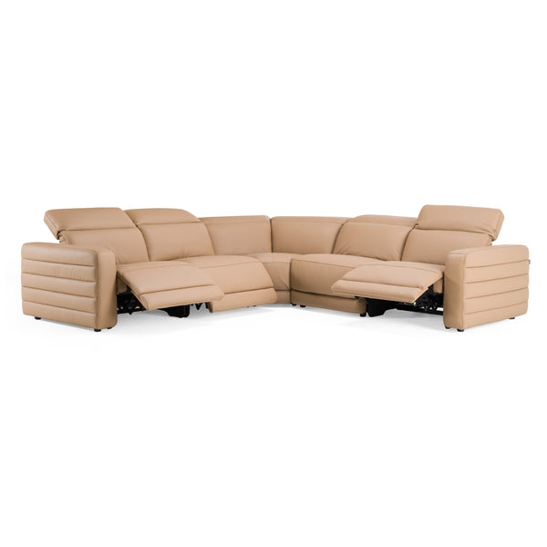 Bianca - Modern Brown Leather Sectional Sofa w/ 3 Recliners