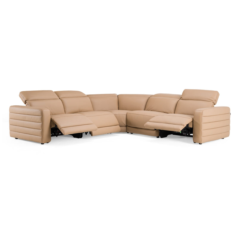 Bianca - Modern Brown Leather Sectional Sofa w/ 3 Recliners