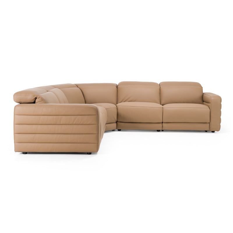 Bianca - Modern Brown Leather Sectional Sofa w/ 3 Recliners — view 2