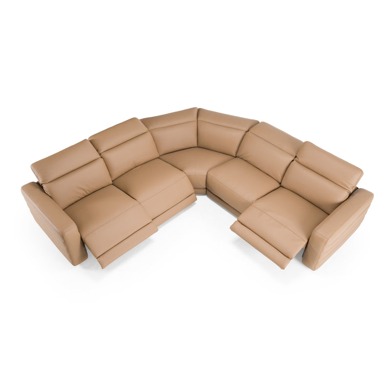 Bianca - Modern Brown Leather Sectional Sofa w/ 3 Recliners — view 3