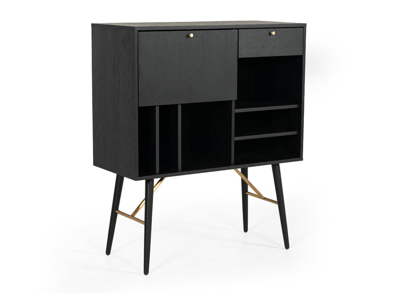 Billy Modern Black Oak & Gold Tall Buffet — view 2