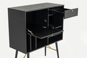 Billy Modern Black Oak & Gold Tall Buffet — view 3