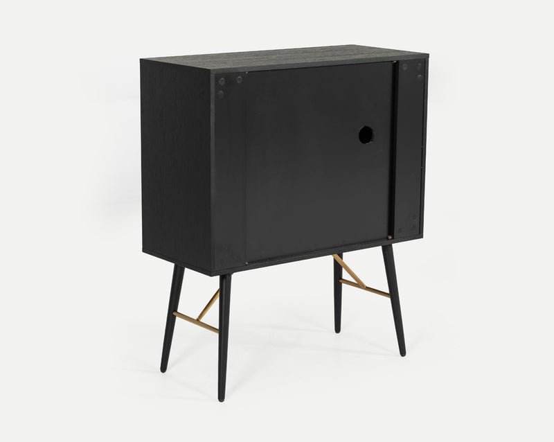 Billy Modern Black Oak & Gold Tall Buffet — view 4
