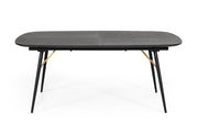 Billy Modern Black Oak & Gold Extendable Dining Table