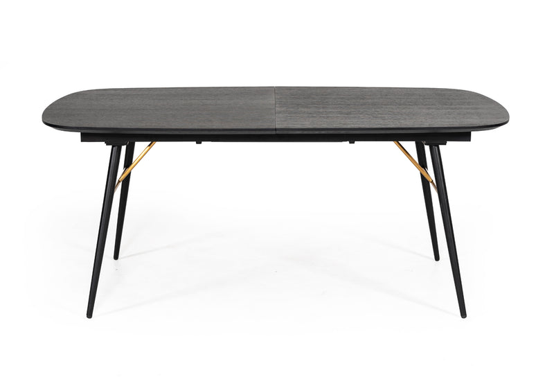 Billy Modern Black Oak & Gold Extendable Dining Table