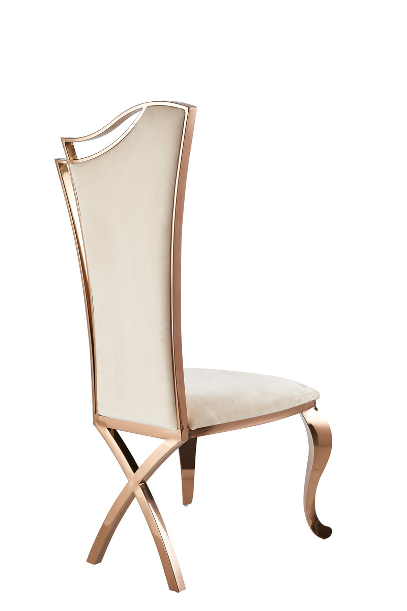 Bonnie - Beige Velvet & Rose Gold Dining Chair (Set of 2) — view 2