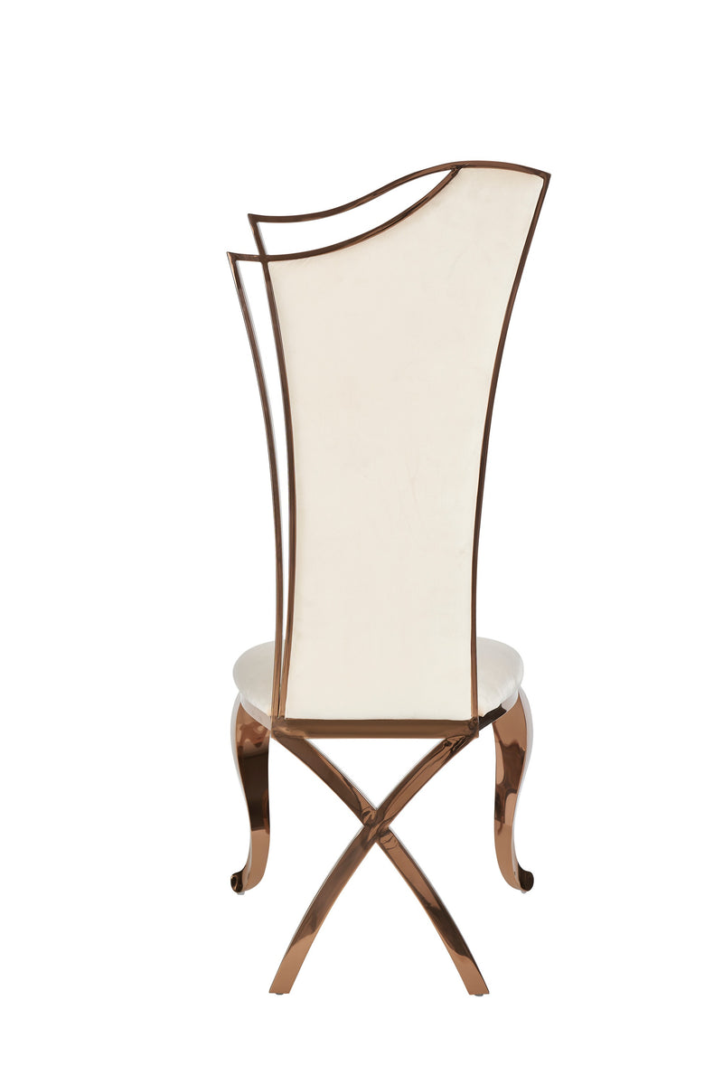 Bonnie - Beige Velvet & Rose Gold Dining Chair (Set of 2) — view 3