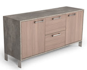 Boston Modern Brown Oak & Faux Concrete Office File Cabinet — view 5