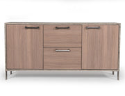 Boston Modern Brown Oak & Faux Concrete Office File Cabinet — view 4