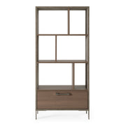 Boston Modern Brown Oak & Faux Concrete Bookcase