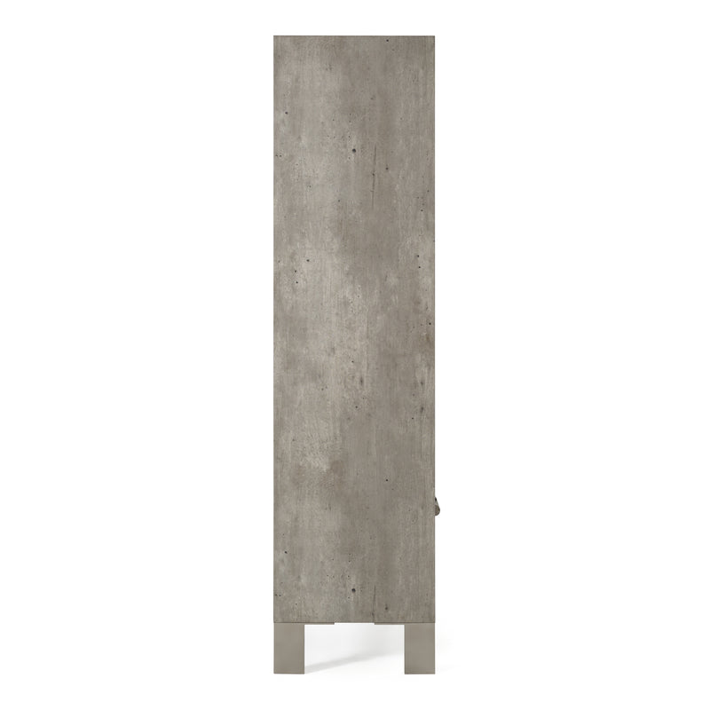 Boston Modern Brown Oak & Faux Concrete Bookcase — view 3