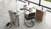 Boston Modern Glass & Faux Concrete Reversible Desk — view 5